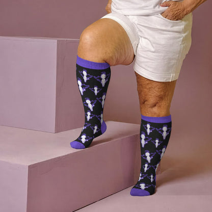 Plus Size Dark Fairy Compression Socks - Blue(1 Pair) - 4XL - image 2