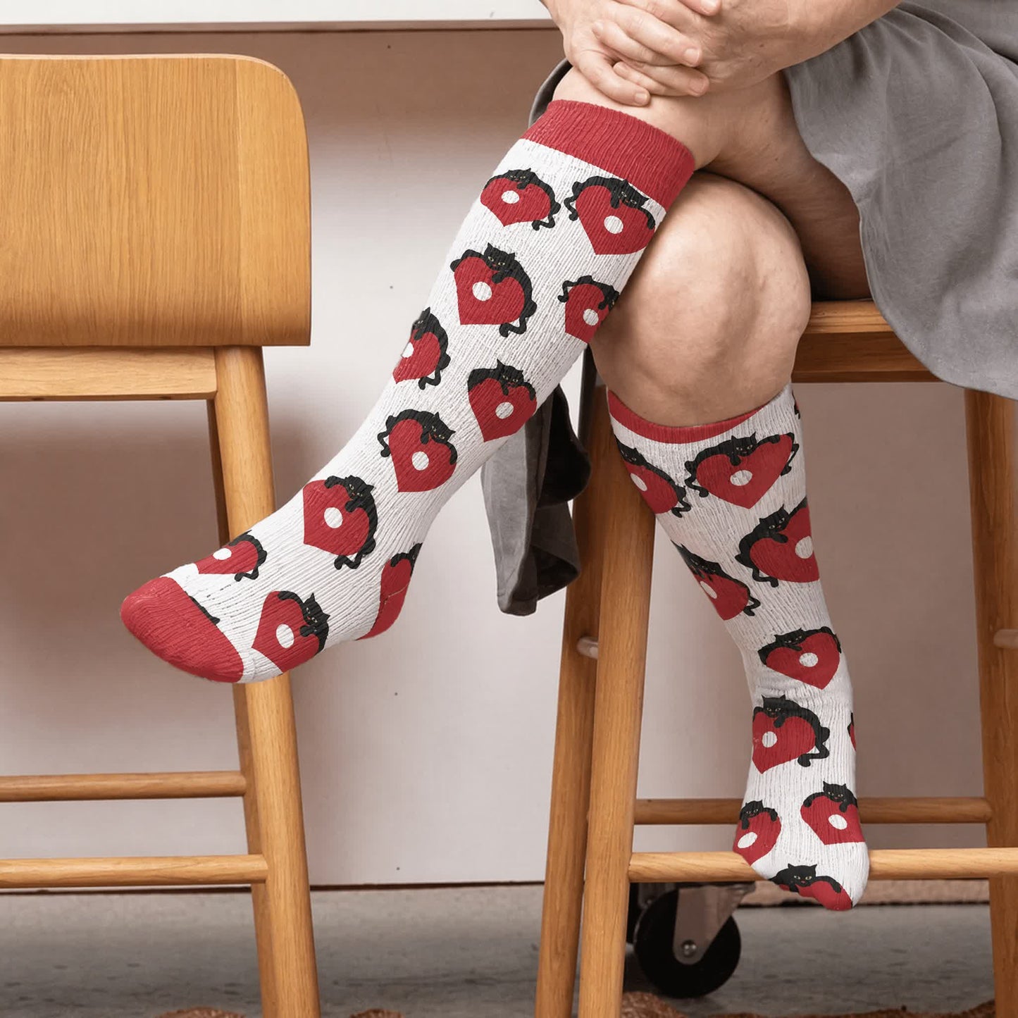 Plus Size Cherry Bow Cat Compression Socks - image 3