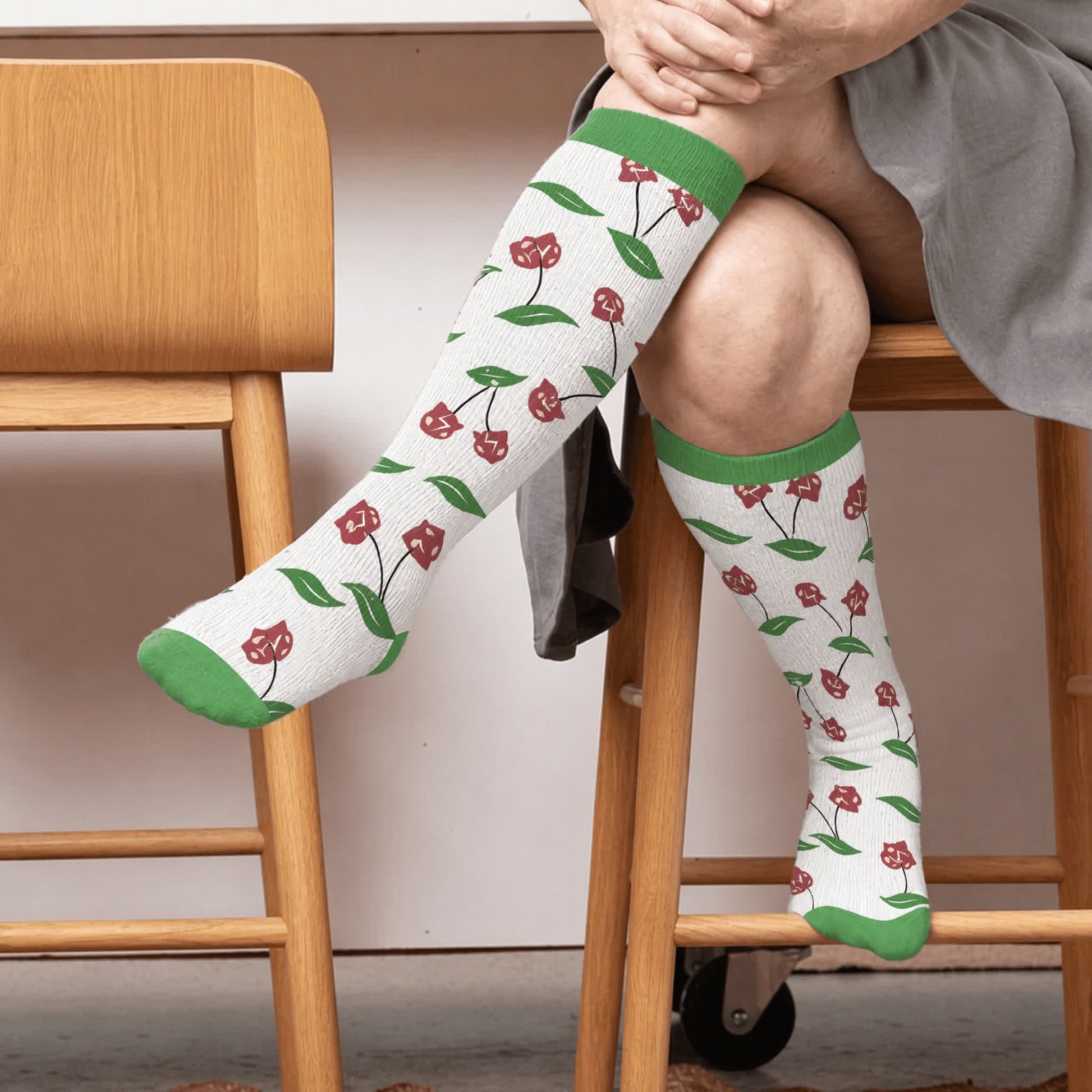 Plus Size Cherry Bow Cat Compression Socks - image 2