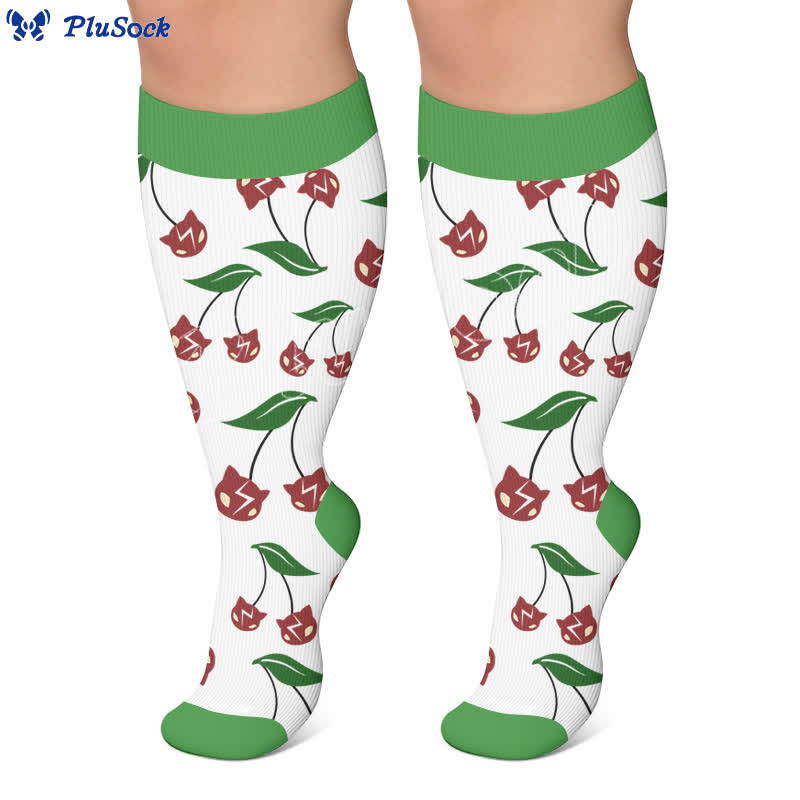 Plus Size Cherry Bow Cat Compression Socks - image 5