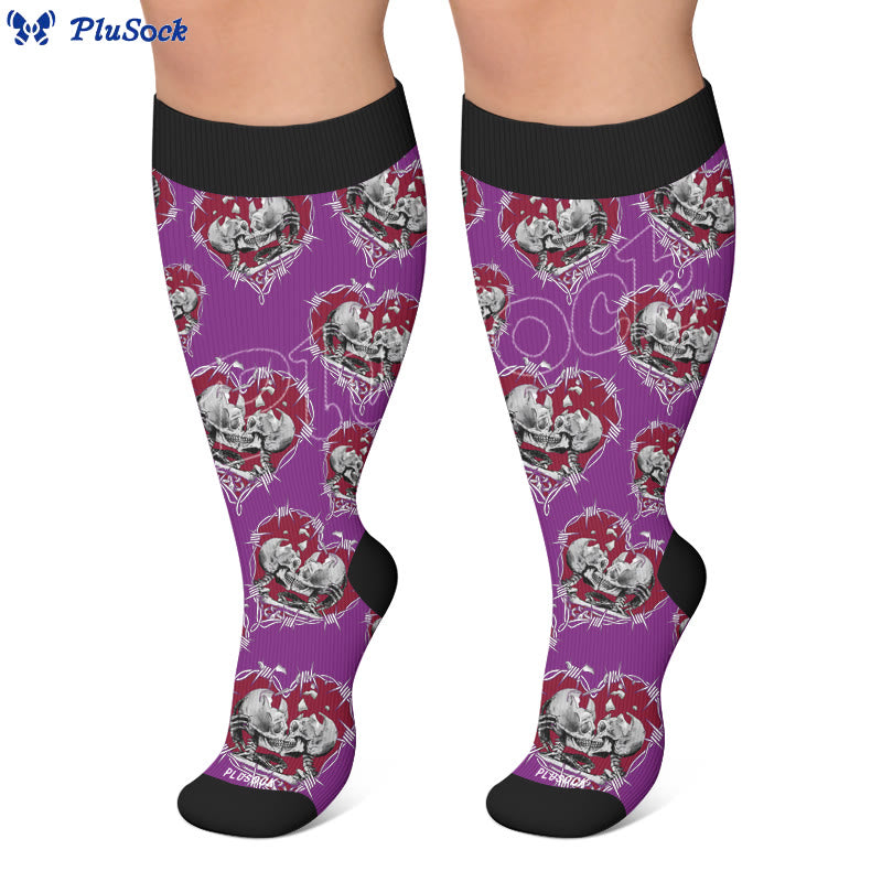 Plus Size Punk Skull Heart Compression Socks - image 6