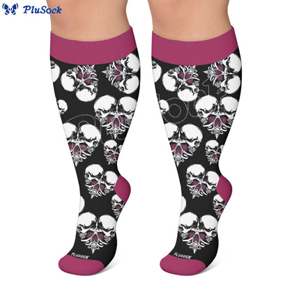 Plus Size Punk Skull Heart Compression Socks - image 7
