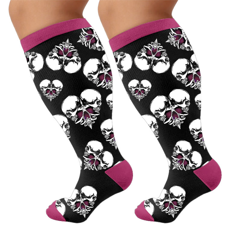 Plus Size Punk Skull Heart Compression Socks - image 10