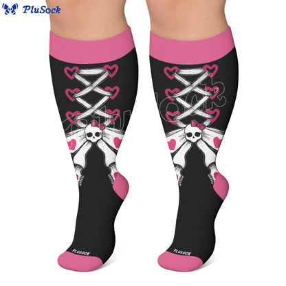 Plus Size Lace Up Skull Compression Socks - image 6