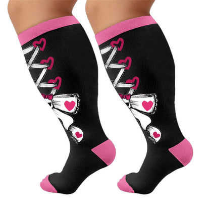 Plus Size Lace Up Skull Compression Socks - image 9