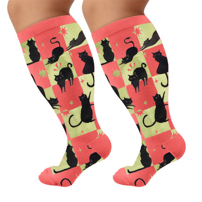 Plus Size Kawaii Black Cat Compression Socks - image 9
