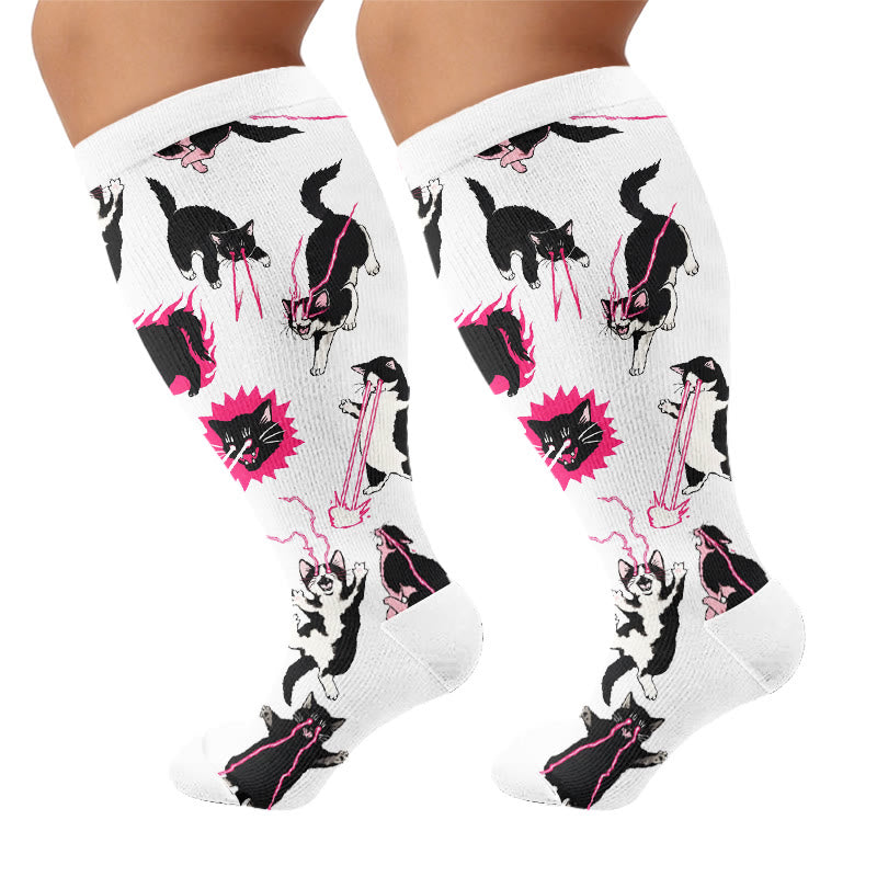 Plus Size Kawaii Black Cat Compression Socks - image 8