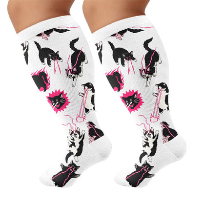 Plus Size Kawaii Black Cat Compression Socks - image 8