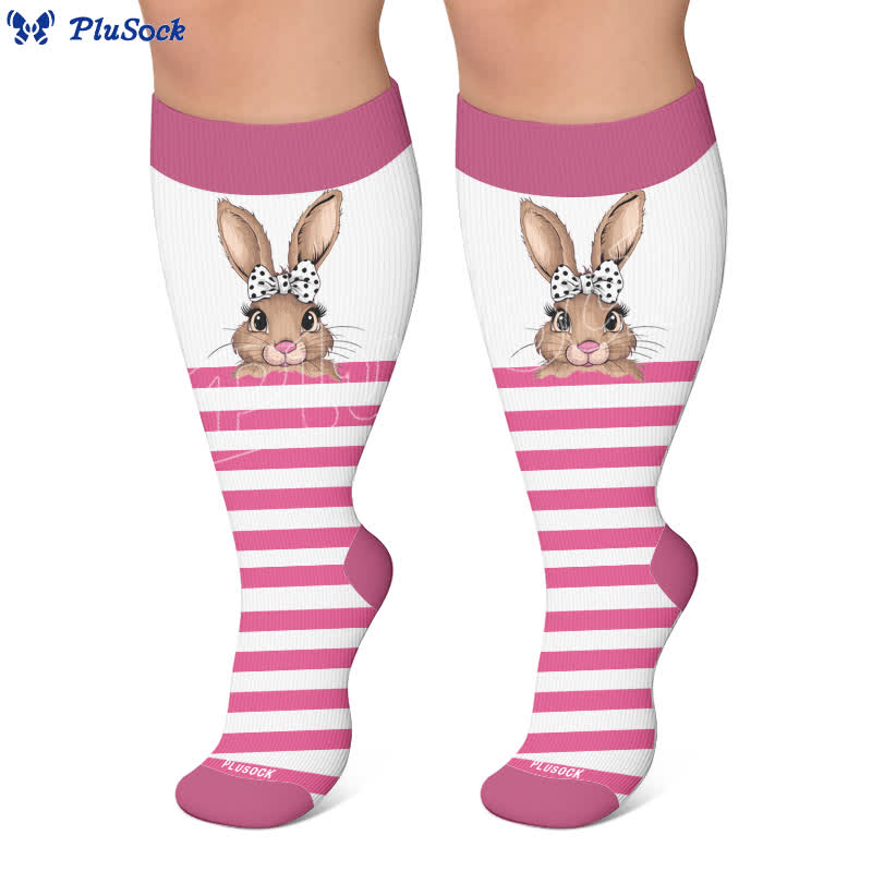 Plus Size Bunny Stripe Compression Socks - image 5