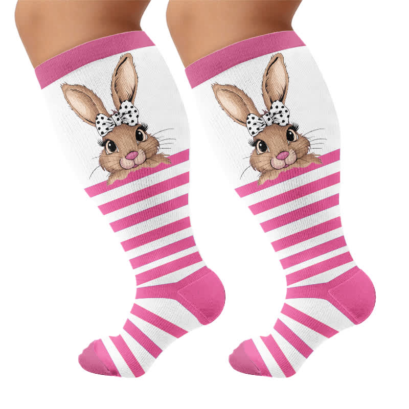 Plus Size Bunny Stripe Compression Socks - image 8