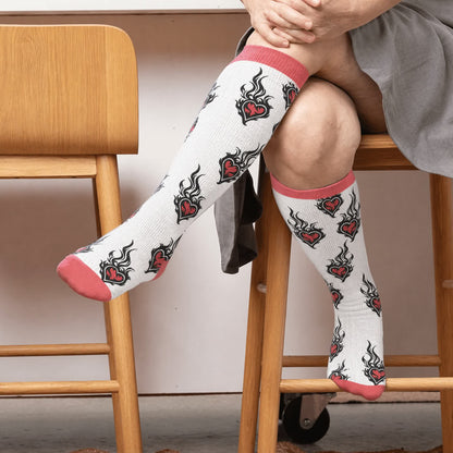 Plus Size Devil Skull Heart Compression Socks - Pink(1 Pair) - 4XL - image 3
