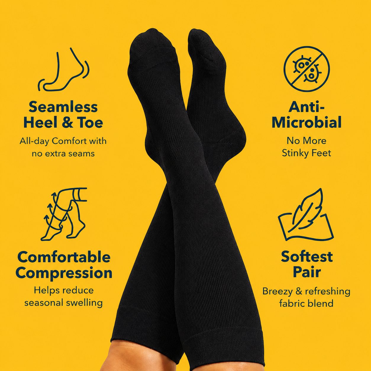 Plus Size Black Bamboo Compression Socks - image 1