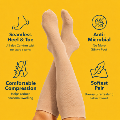 Plus Size Nude Bamboo Compression Socks - image 1