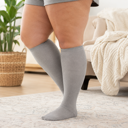 Plus Size Grey Bamboo Compression Socks - Grey - 4XL - image 2