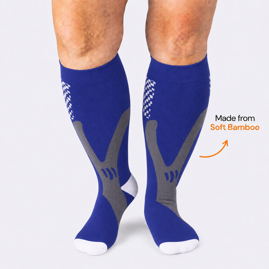 Plus Size Blue Sport Bamboo Compression Socks - image 0