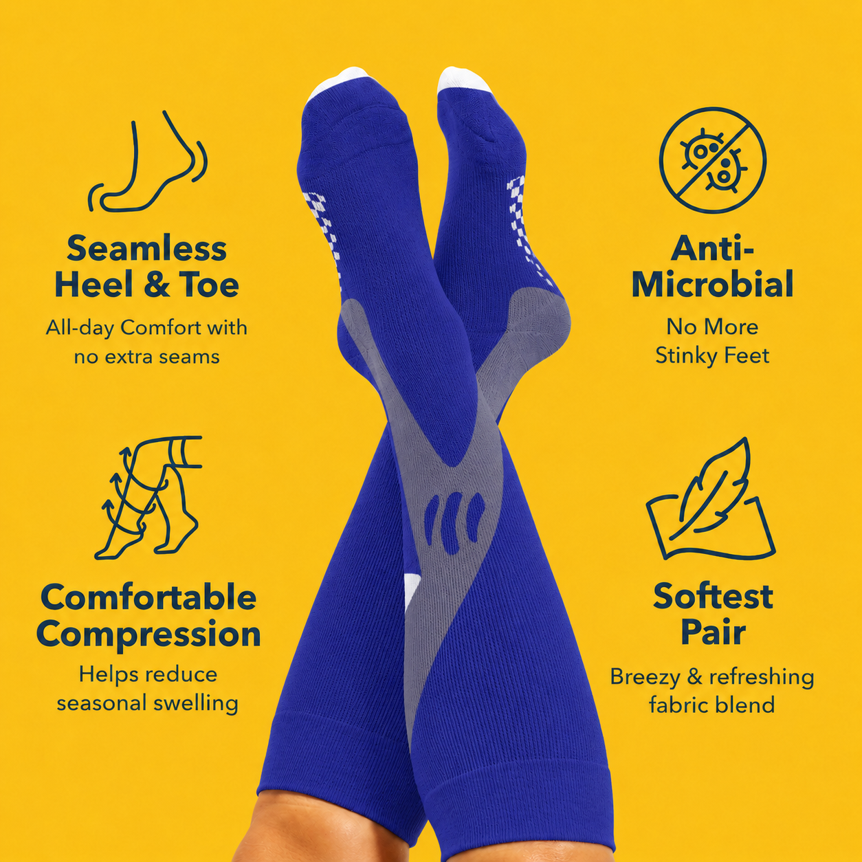 Plus Size Blue Sport Bamboo Compression Socks - image 1