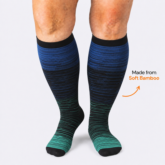 Plus Size Blue Stripe Bamboo Compression Socks - image 0