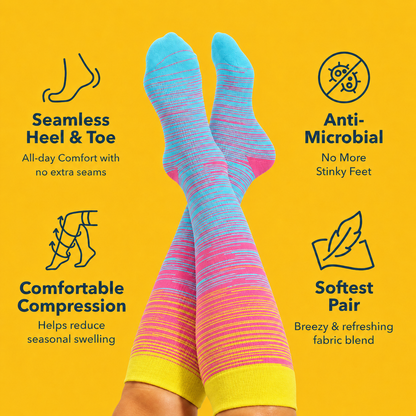 Plus Size Pink Stripe Bamboo Compression Socks - image 1