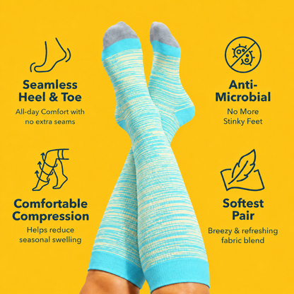 Plus Size Grey Stripe Bamboo Compression Socks - image 1