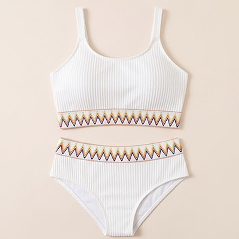 Curvy High Waist Ribbed Bikini Set - White - 4XL - image 8