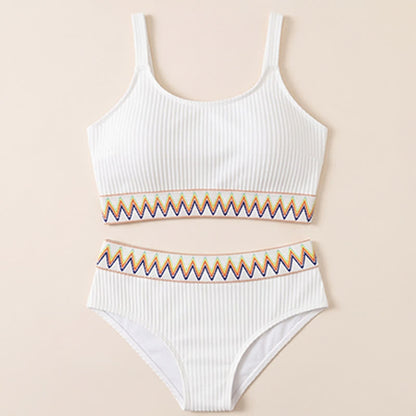 Curvy High Waist Ribbed Bikini Set - White - 4XL - image 8