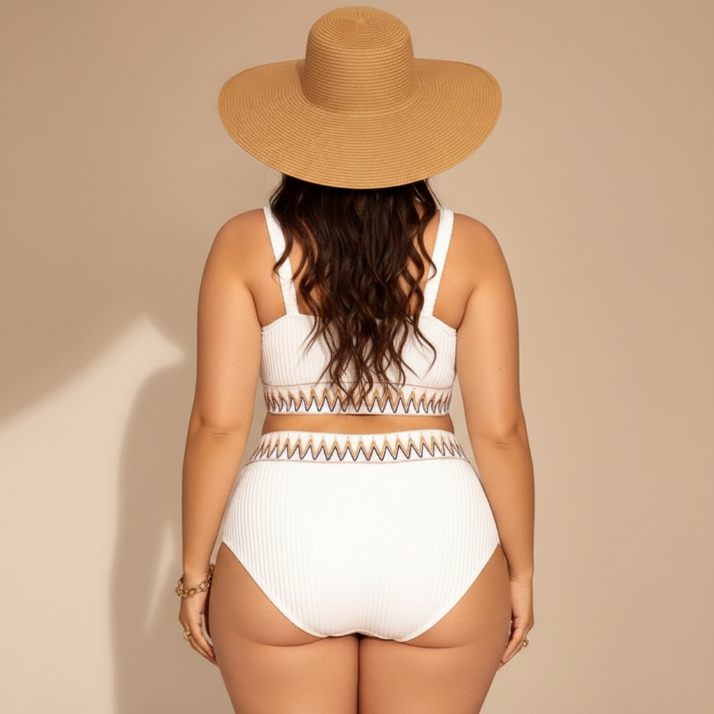 Curvy High Waist Ribbed Bikini Set - image 2