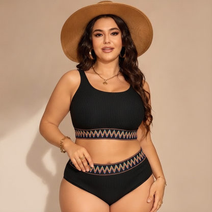 Curvy High Waist Ribbed Bikini Set - image 3