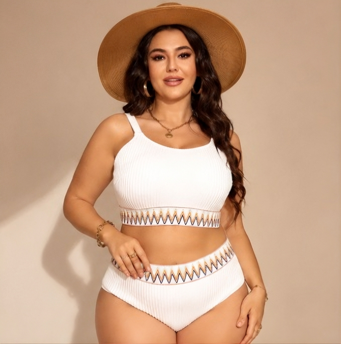 Curvy High Waist Ribbed Bikini Set - image 1