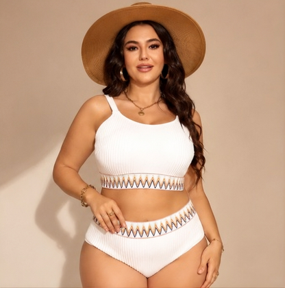 Curvy High Waist Ribbed Bikini Set - image 1