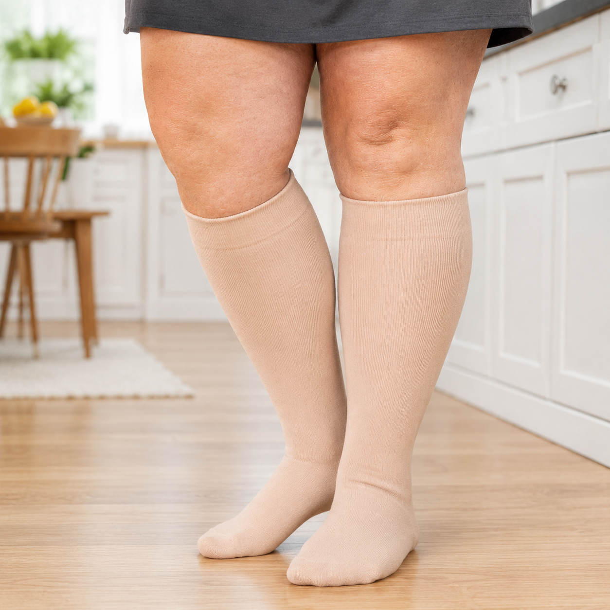 Plus Size Yellow Stripe Bamboo Compression Socks - Nude - 4XL - image 6