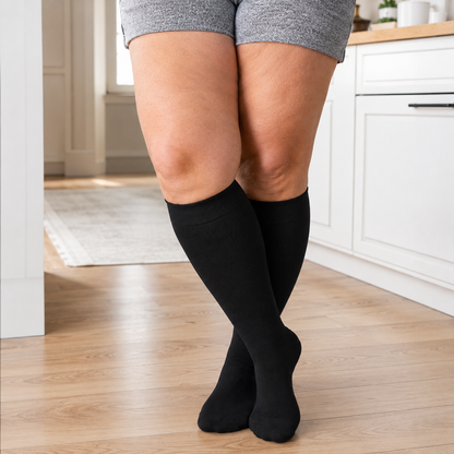 Plus Size Grey Bamboo Compression Socks - Black - 4XL - image 5