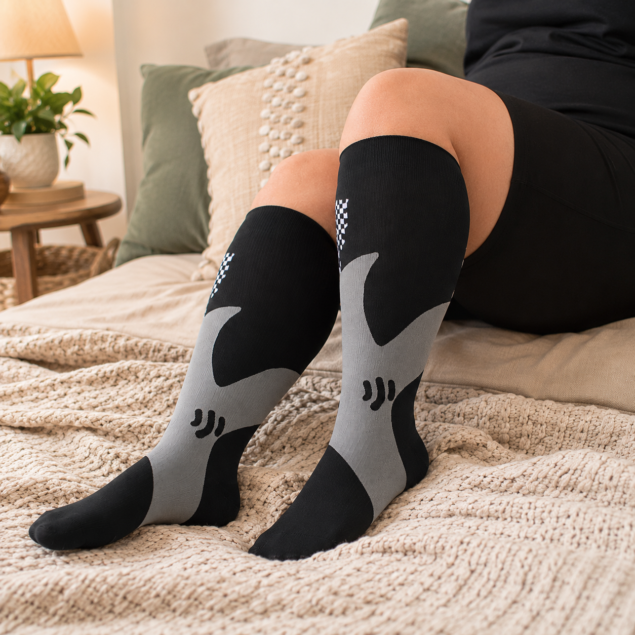 Plus Size Nude Bamboo Compression Socks - Black-A - 4XL - image 11