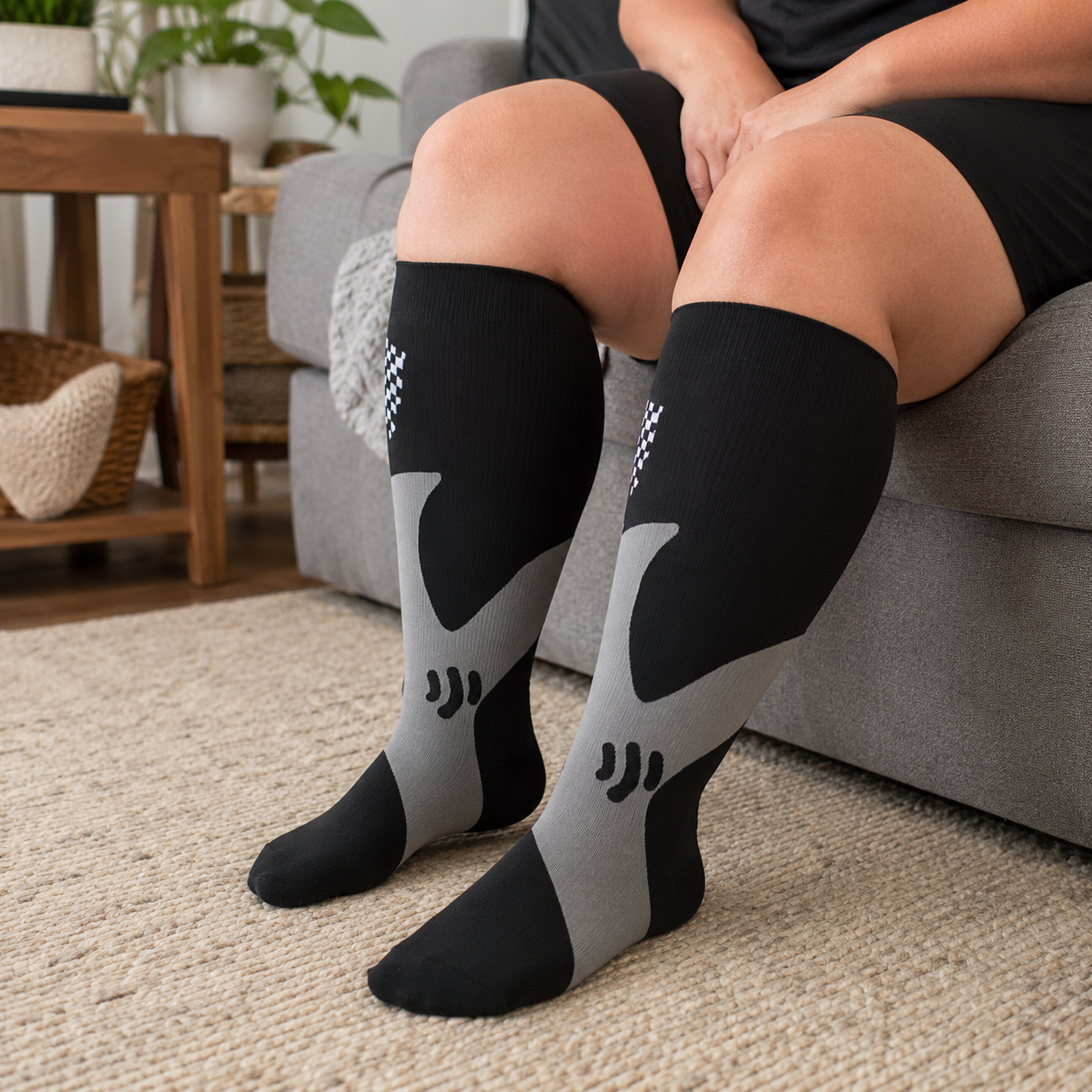 Plus Size White Sport Bamboo Compression Socks - Black-A - 4XL - image 13