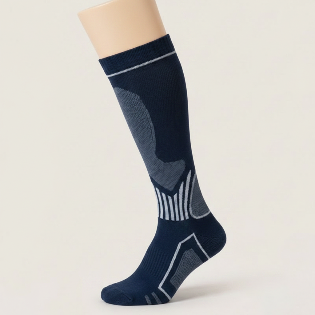 Ribbed Contrast Compression Socks(6 Pairs) - Blue(1 Pair) - XL - image 4