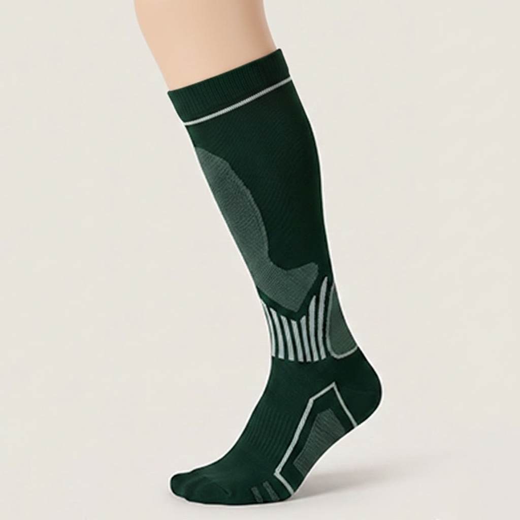 Ribbed Contrast Compression Socks(6 Pairs) - Green(1 Pair) - XL - image 5