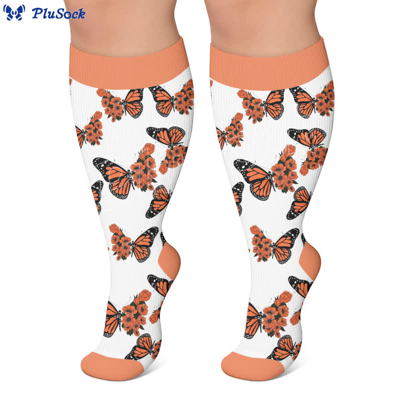 Plus Size Sunset Butterfly Compression Socks - image 5