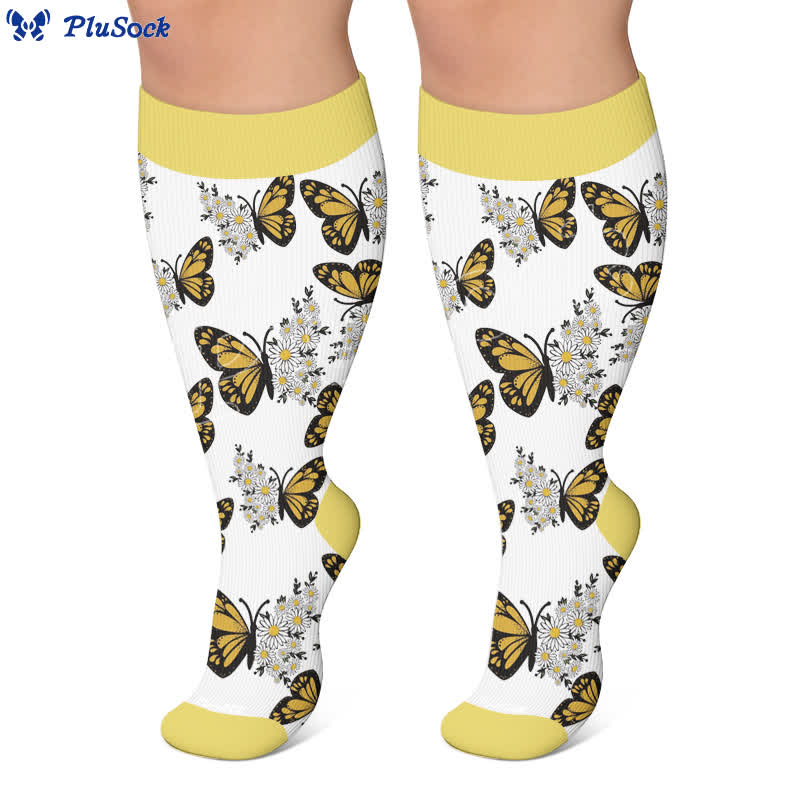 Plus Size Sunset Butterfly Compression Socks - image 7