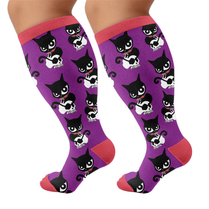 Plus Size Skeleton Cat Compression Socks - image 8