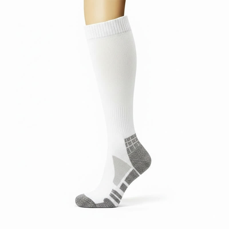 Classic Ribbed Compression Socks(5 Pairs) - White(1 Pair) - XL - image 1