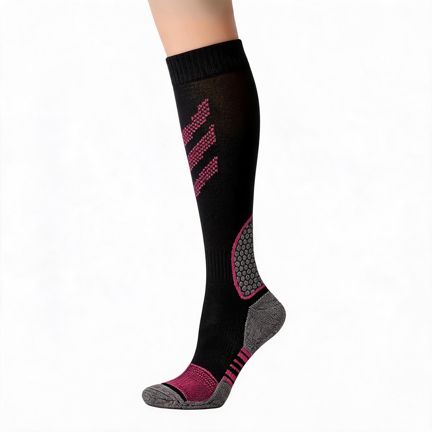 Striped Compression Socks(6 Pairs) - Pink(1 Pair) - XL - image 4