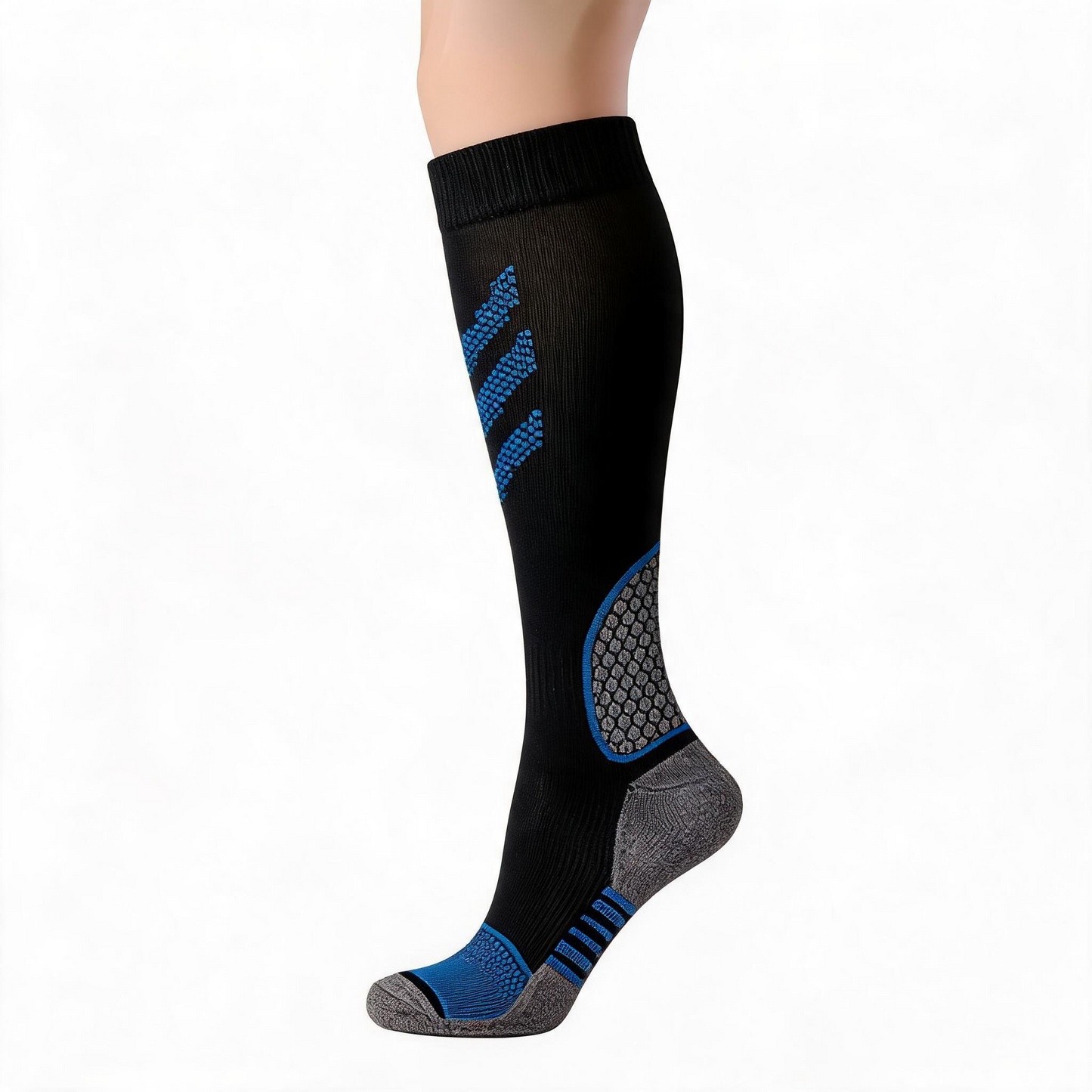 Striped Compression Socks(6 Pairs) - Blue(1 Pair) - XL - image 5