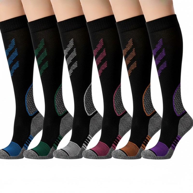 Striped Compression Socks(6 Pairs) - Multicolor(3 Pairs) - XL - image 0