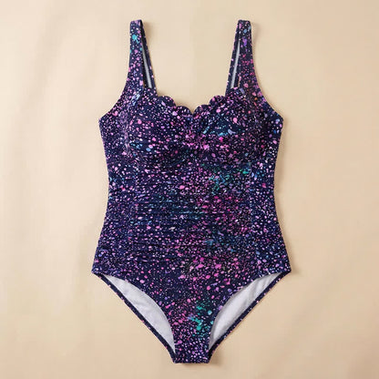 Vintage Flower Leaf Print Ruched One-Piece Swimsuit - image 18
