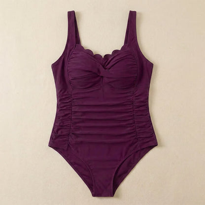 Vintage Flower Leaf Print Ruched One-Piece Swimsuit - image 17