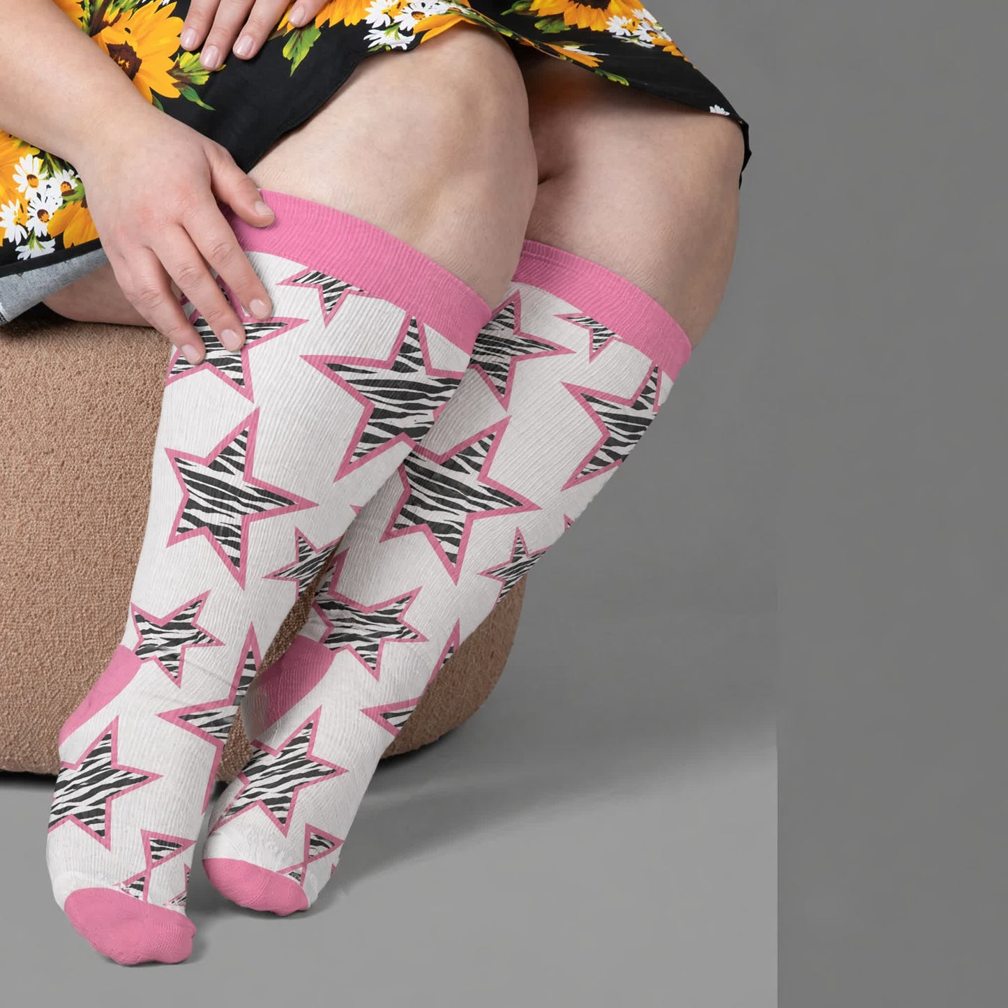 Plus Size Neon Star Compression Socks - White(1 Pair) - 4XL - image 2