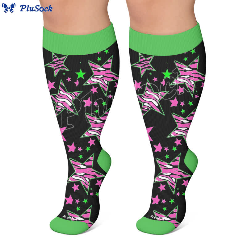 Plus Size Neon Star Compression Socks - image 5