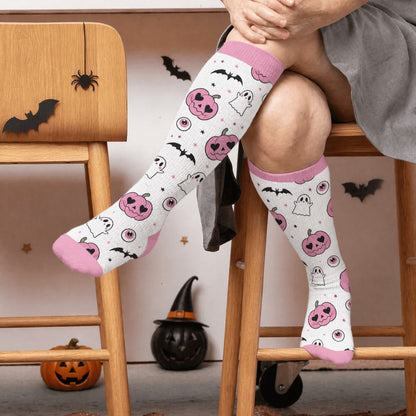 Plus Size Halloween Pumpkin Compression Socks - White(1 Pair) - 4XL - image 2