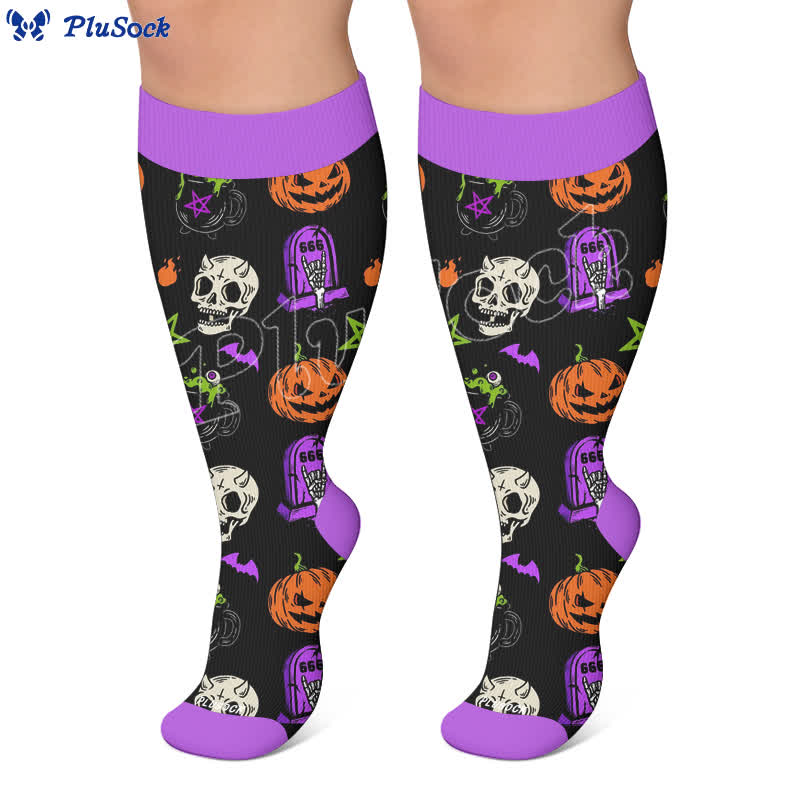Plus Size Halloween Pumpkin Compression Socks - image 7