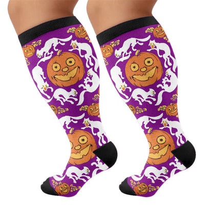 Plus Size Halloween Pumpkin Compression Socks - image 8