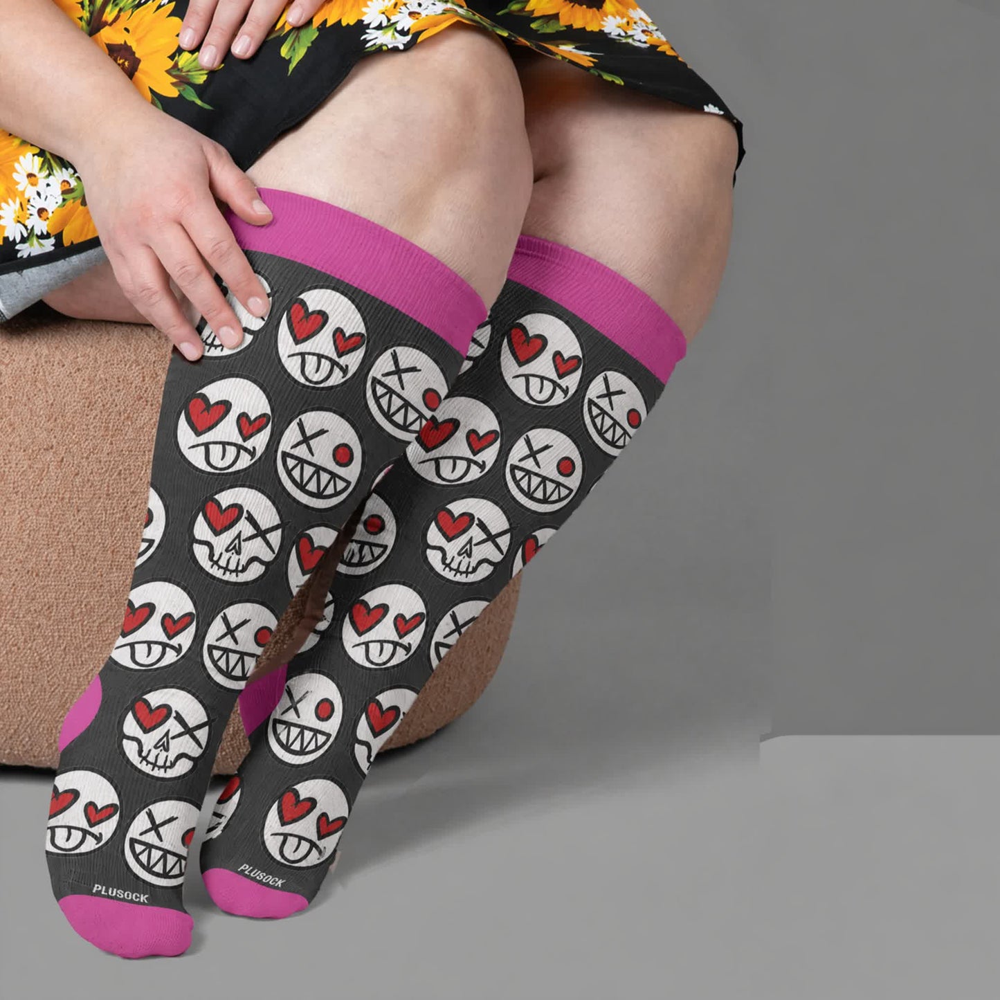 Plus SizeSkull Lollipops Compression Socks - Black(1 Pair) - 4XL - image 3